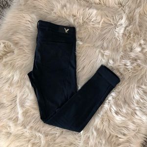 American Eagle Navy Sateen Jeggings